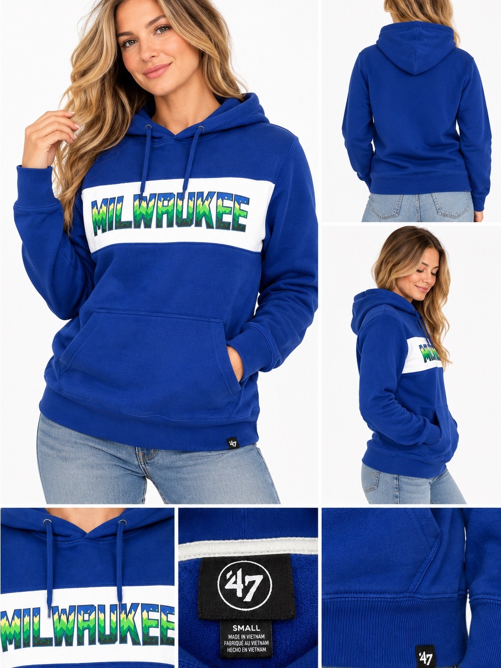47 Women's Royal Blue Milwaukee Pullover Hoodie